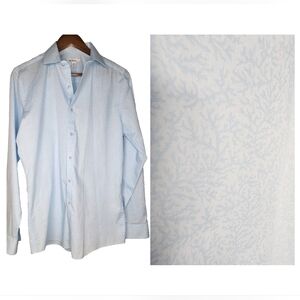 Bar III Light Blue Organic Cotton Slim Fit Stretch Printed Dress Shirt Size M
